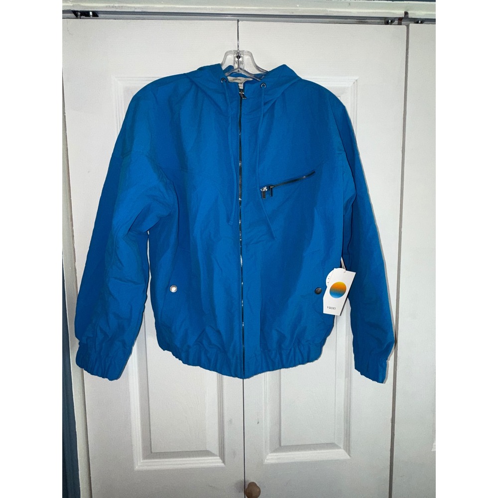 Vuori Womens Azure Blue Hooded Windbreaker Full Zip Jacket XS New